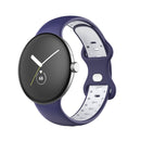 For Google Pixel Watch Two-Color Silicone Watch Band Women(Blue White)