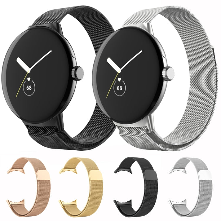 For Google Pixel Watch Milanese Stainless Steel Metal Watch Band(Black)