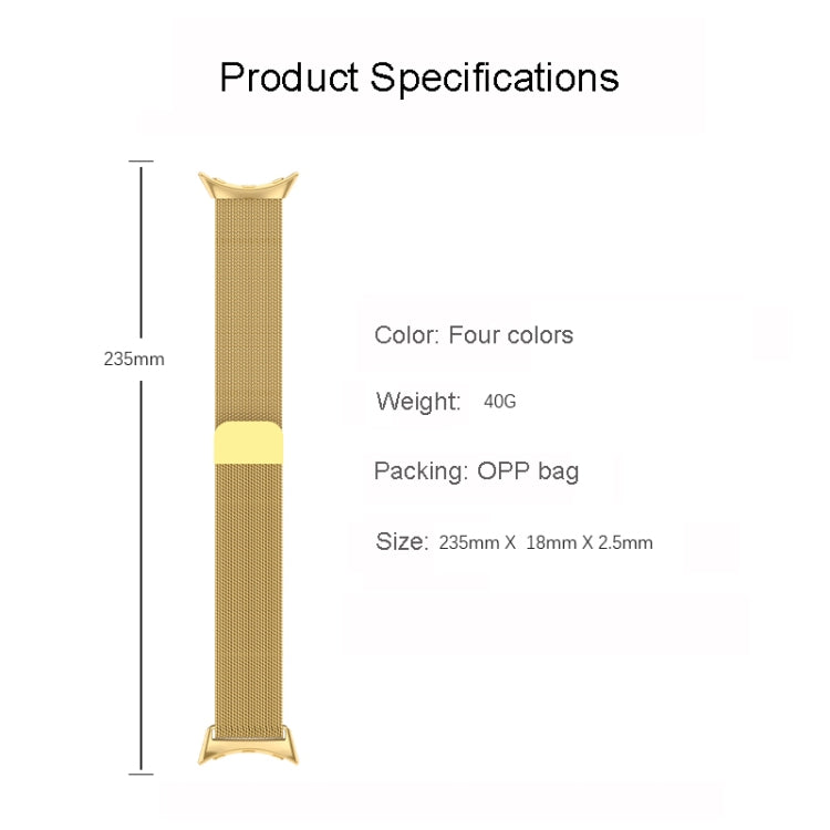 For Google Pixel Watch Milanese Stainless Steel Metal Watch Band (Champagne Gold)