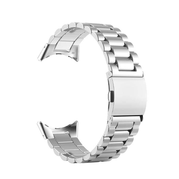 For Google Pixel Watch Three Strains Stainless Steel Metal Watch Band(Silver)