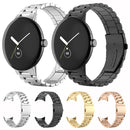 For Google Pixel Watch Three Strains Stainless Steel Metal Watch Band(Gold)