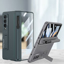 For Samsung Galaxy Z Fold4 GKK Magnetic Hinge Flip Phone Case with Pen Holder & Holder(Green)