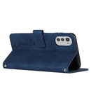 For Motorola Moto E32 4G/E32s Skin Feel Heart Pattern Leather Phone Case With Lanyard(Blue)