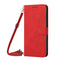 For Motorola Moto E32 4G/E32s Skin Feel Heart Pattern Leather Phone Case With Lanyard(Red)