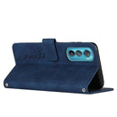 For Motorola Edge 30 Skin Feel Heart Pattern Leather Phone Case With Lanyard(Blue)