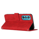 For Motorola Edge 30 Skin Feel Heart Pattern Leather Phone Case With Lanyard(Red)