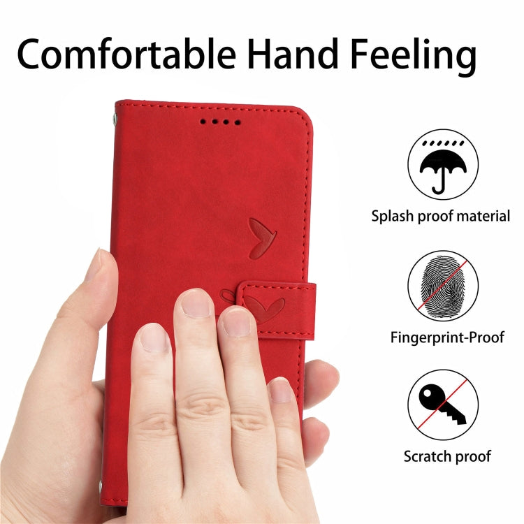 For Motorola Edge 30 Skin Feel Heart Pattern Leather Phone Case With Lanyard(Red)