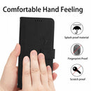 For Motorola Moto G42 Skin Feel Heart Pattern Leather Phone Case With Lanyard(Black)