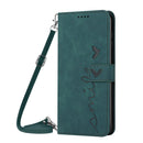 For Motorola Moto G62 5G Skin Feel Heart Pattern Leather Phone Case With Lanyard(Green)