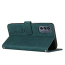 For Motorola Moto G62 5G Skin Feel Heart Pattern Leather Phone Case With Lanyard(Green)