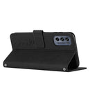 For Motorola Moto G62 5G Skin Feel Heart Pattern Leather Phone Case With Lanyard(Black)