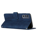 For Motorola Moto G62 5G Skin Feel Heart Pattern Leather Phone Case With Lanyard(Blue)