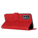 For Motorola Moto G62 5G Skin Feel Heart Pattern Leather Phone Case With Lanyard(Red)