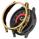 For Samsung Galaxy Watch5 Pro 45mm Hanging Sculpture Two-color Protective Watch Case with Tempered Glass Film(Rose Gold)