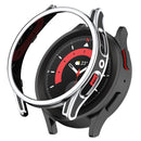 For Samsung Galaxy Watch5 44mm Hanging Sculpture Two-color Protective Watch Case with Tempered Glass Film(Silver)