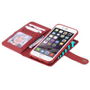 For iPhone 6 / 7 / 8 Multifunctional Detachable Magnetic Horizontal Flip Leather Case with Card Slots & Holder & Wallet & Photo Frame(Red)