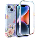 For iPhone 14 Varnishing Water Stick TPU + Hard Plastic Phone Case(10046 Flower)