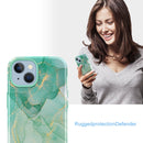 For iPhone 14 Varnishing Water Stick TPU + Hard Plastic Phone Case(10030 Marble)