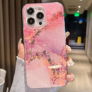 For iPhone 14 Pro Coloured Glaze Marble Phone Case(Pink Grey)