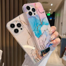 For iPhone 14 Pro Coloured Glaze Marble Phone Case(Pink Grey)