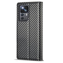 For Xiaomi 12T/12T Pro LC.IMEEKE Carbon Fiber Texture Flip Leather Phone Case(Vertical Black)