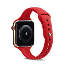 For Apple Watch 5/4 44mm & 3/2/1 42mm Thin Silicone Watch Band(Camellia Red)