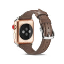 For Apple Watch 5/4 44mm & 3/2/1 42mm Thin Leather Watch Band(Coffee)