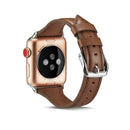 For Apple Watch 5/4 44mm & 3/2/1 42mm Thin Leather Watch Band(Dark Brown)