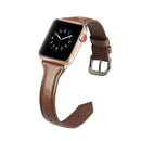 For Apple Watch 5/4 44mm & 3/2/1 42mm Thin Leather Watch Band(Dark Brown)