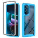 For Motorola Moto Edge 30 Starry Sky Solid Color TPU Clear PC Phone Case(Sky Blue)