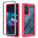 For Motorola Moto Edge 30 Starry Sky Solid Color TPU Clear PC Phone Case(Frosted Pink)