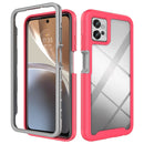 For Motorola Moto G32 Starry Sky Solid Color TPU Clear PC Phone Case(Frosted Pink)