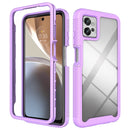 For Motorola Moto G32 Starry Sky Solid Color TPU Clear PC Phone Case(Purple)