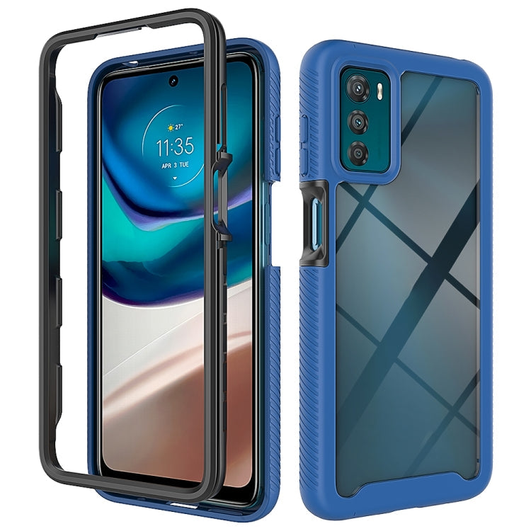 For Motorola Moto G42 Starry Sky Solid Color TPU Clear PC Phone Case(Dark Blue)