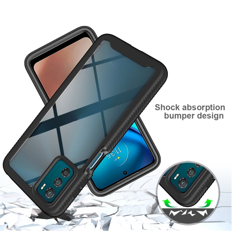 For Motorola Moto G42 Starry Sky Solid Color TPU Clear PC Phone Case(Sky Blue)