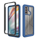 For Motorola Moto G60 Starry Sky Solid Color TPU Clear PC Phone Case(Dark Blue)