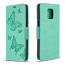 For Xiaomi Redmi Note 9S / Note 9 Pro / Note 9 Pro Max Two Butterflies Embossing Pattern Horizontal Flip Leather Case with Holder & Card Slot & Wallet & Lanyard(Green)