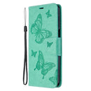 For Xiaomi Redmi Note 9S / Note 9 Pro / Note 9 Pro Max Two Butterflies Embossing Pattern Horizontal Flip Leather Case with Holder & Card Slot & Wallet & Lanyard(Green)