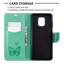 For Xiaomi Redmi Note 9S / Note 9 Pro / Note 9 Pro Max Two Butterflies Embossing Pattern Horizontal Flip Leather Case with Holder & Card Slot & Wallet & Lanyard(Green)