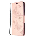 For Xiaomi Redmi Note 9S / Note 9 Pro / Note 9 Pro Max Two Butterflies Embossing Pattern Horizontal Flip Leather Case with Holder & Card Slot & Wallet & Lanyard(Rose Gold)