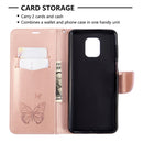 For Xiaomi Redmi Note 9S / Note 9 Pro / Note 9 Pro Max Two Butterflies Embossing Pattern Horizontal Flip Leather Case with Holder & Card Slot & Wallet & Lanyard(Rose Gold)