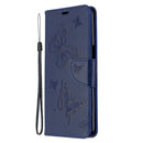 For Xiaomi Redmi Note 9S / Note 9 Pro / Note 9 Pro Max Two Butterflies Embossing Pattern Horizontal Flip Leather Case with Holder & Card Slot & Wallet & Lanyard(Dark Blue)