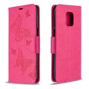 For Xiaomi Redmi Note 9S / Note 9 Pro / Note 9 Pro Max Two Butterflies Embossing Pattern Horizontal Flip Leather Case with Holder & Card Slot & Wallet & Lanyard(Rose Red)