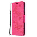 For Xiaomi Redmi Note 9S / Note 9 Pro / Note 9 Pro Max Two Butterflies Embossing Pattern Horizontal Flip Leather Case with Holder & Card Slot & Wallet & Lanyard(Rose Red)