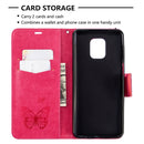 For Xiaomi Redmi Note 9S / Note 9 Pro / Note 9 Pro Max Two Butterflies Embossing Pattern Horizontal Flip Leather Case with Holder & Card Slot & Wallet & Lanyard(Rose Red)