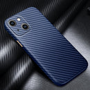 For iPhone 14 Plus R-JUST Carbon Fiber Texture Kevlar Phone Case(Blue)