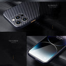 For iPhone 14 Pro R-JUST Carbon Fiber Texture Kevlar Phone Case(Blue)