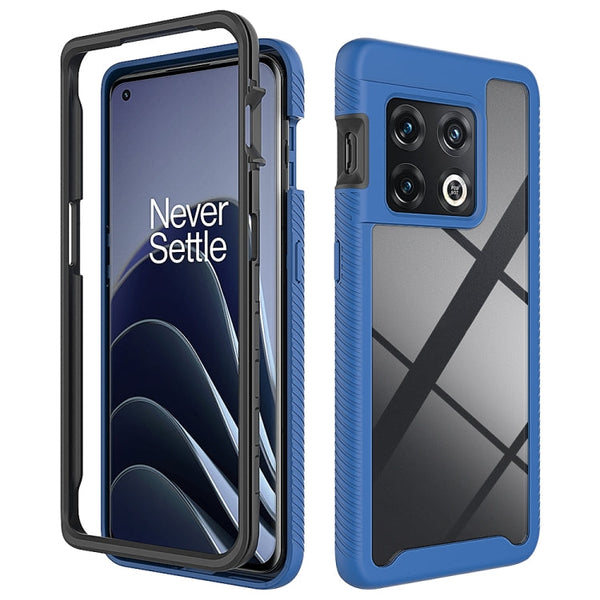 For OnePlus 10 Pro Starry Sky Solid Color Shockproof TPU Clear PC Phone Case(Dark Blue)