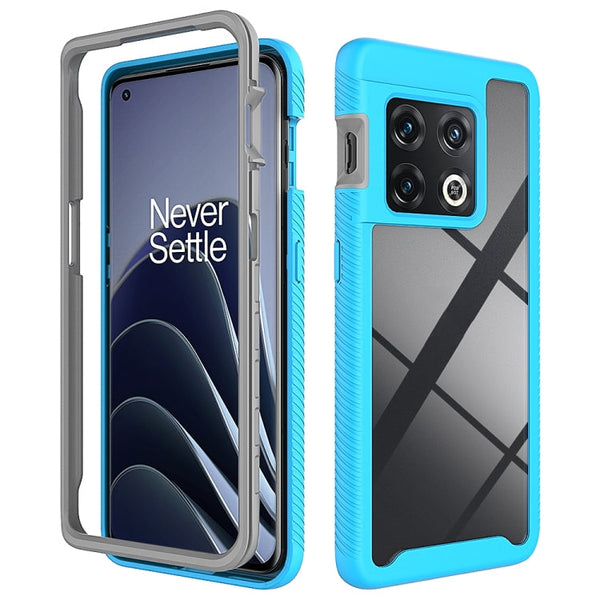For OnePlus 10 Pro Starry Sky Solid Color Shockproof TPU Clear PC Phone Case(Sky Blue)