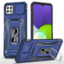 For Samsung Galaxy A22 5G Armor PC + TPU Camera Shield Phone Case(Navy Blue)